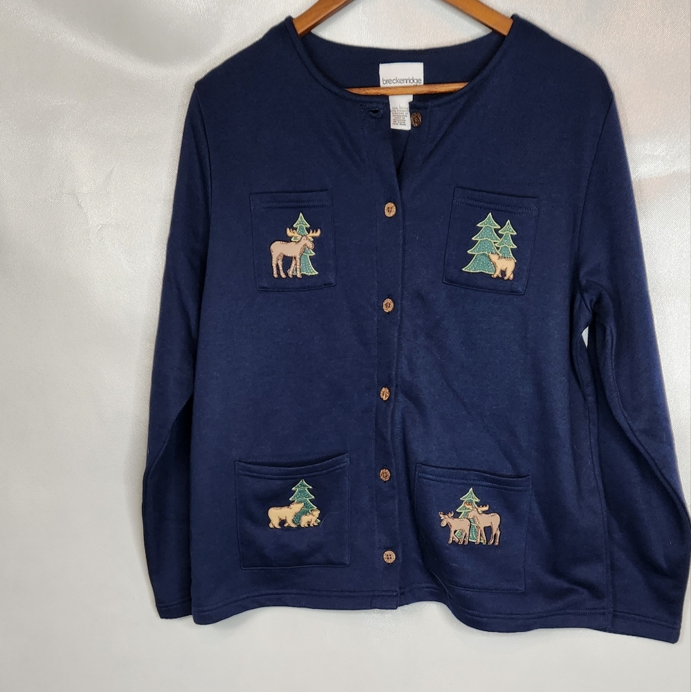 Breckenridge Christmas Blue Cardigan